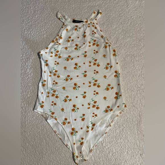 Forever 21 Cream Top with Orange Floral Design - Picture 1 of 3